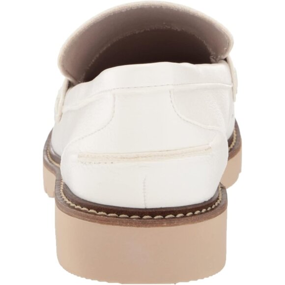 Anne Klein Womens White Rubber Low Chunky Heel Rounded Toe Emmylou Loafer Flat - Picture 3 of 9